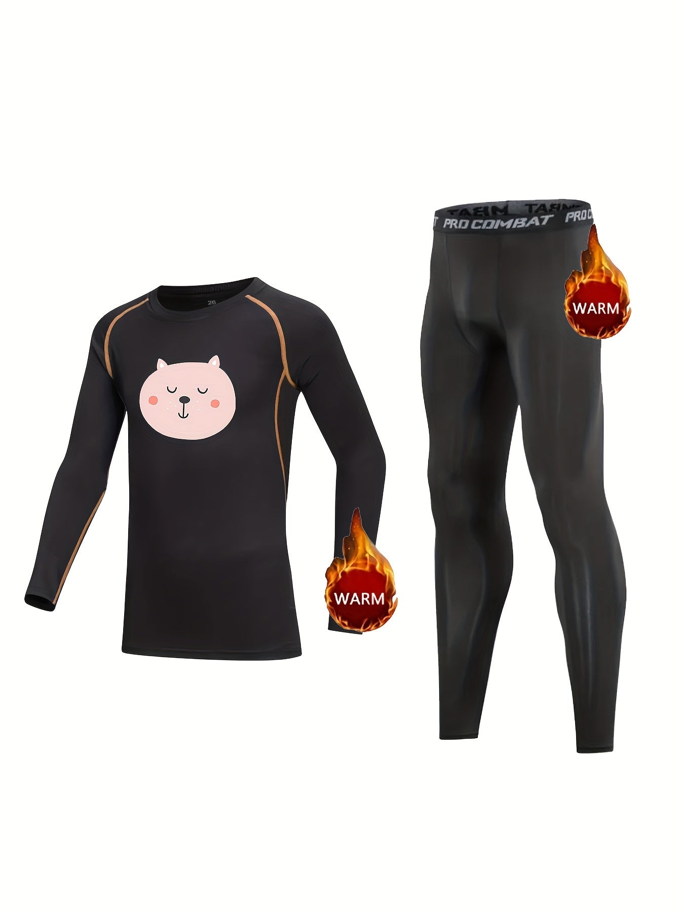 Kids Cartoon Compression Fleece Set Pullover & Pants