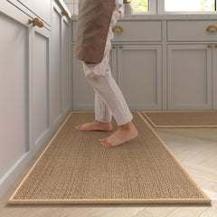 2pcs Kitchen Rugs Mats Set Anti fatigue Washable Non Slip Woven Runner Rug