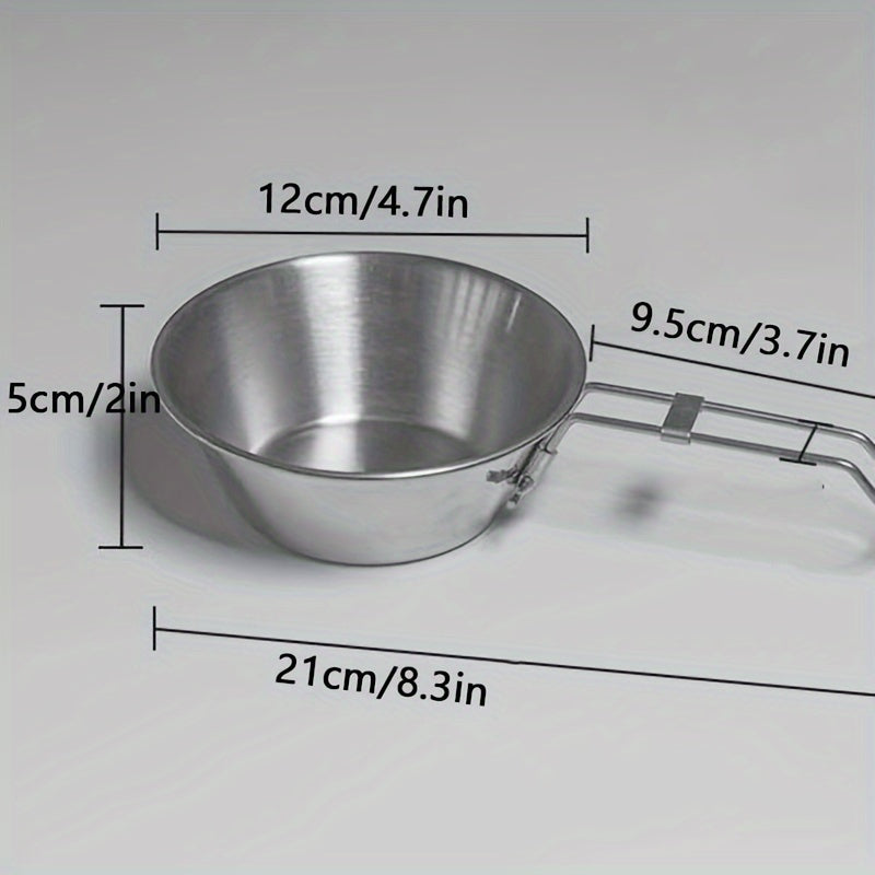 300ml Portable Stainless Steel Bowl for Camping with Foldable Handle