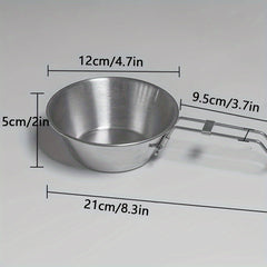 300ml Portable Stainless Steel Bowl for Camping with Foldable Handle