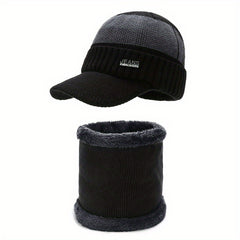 Outdoor Striped Warm Hat with Velvet Neck