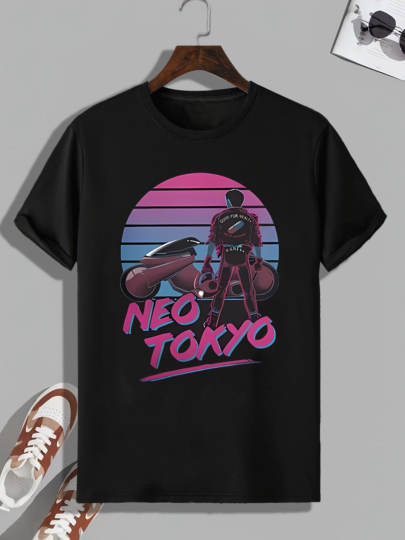 Men's Neo Tokyo Print T shirt Active Slightly Stretch Tee