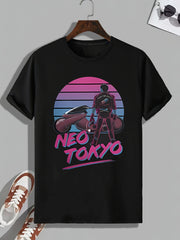 Men's Neo Tokyo Print T shirt Active Slightly Stretch Tee