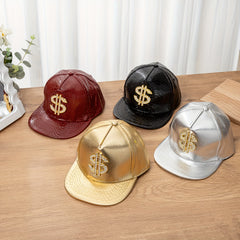 Men's PU Leather Baseball Cap with Dollar Pattern