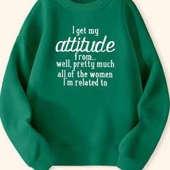 Attitude Letter Pattern Round Neck Sweatshirt for Girls