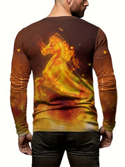Horse 3D Print Men's Long Sleeve T-shirt for Autumn