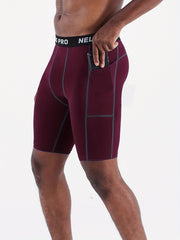 Men's Compression Shorts With Pocket Athletic High Stretch Base Layer