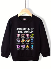 Girls' Axolotls Print Casual Sweatshirt Top