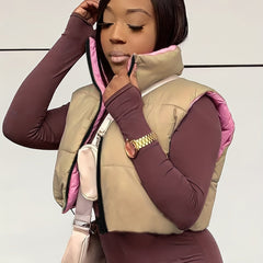 Reversible Vest Zip Up Sleeveless Outerwear