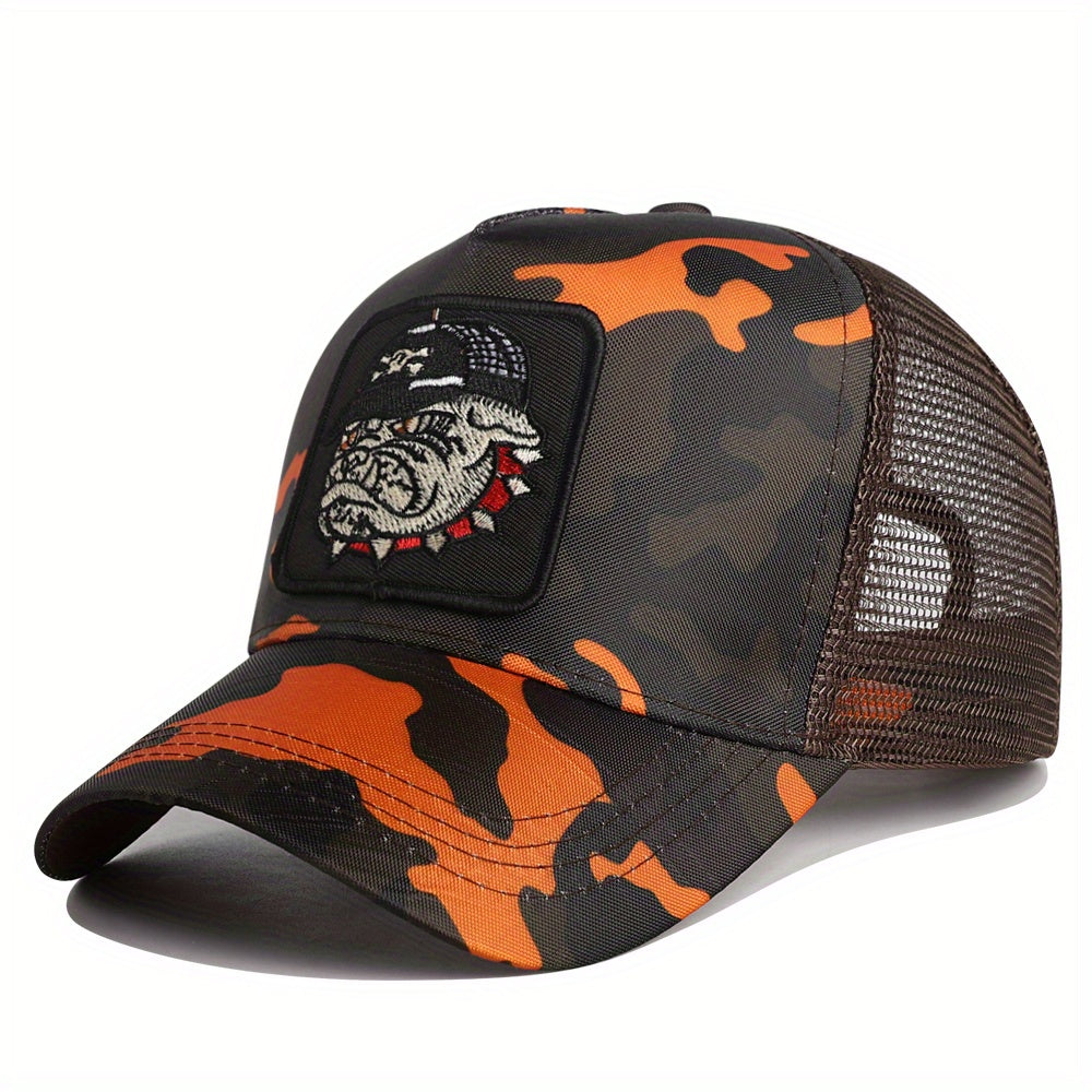 Dog Head Summer Baseball Cap Unisex Mesh Truck Driver Hat Camouflage Embroidery