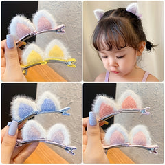Cat Ears Plush Bangs Clip Hair Clips Hair Accessories for Girls