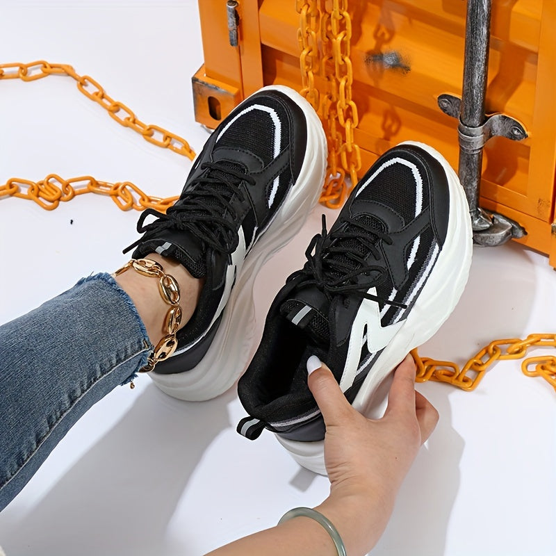 Women's Mesh Chunky Sneakers Lace Up Platform Shoes