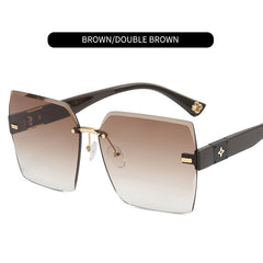 Multicolor Large Frame Women's Sunglasses Frameless Sunscreen With Case