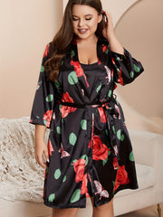 Rose & Butterfly Print Cami Nightdress & Robe Set