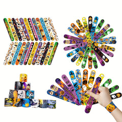 24PCS Halloween Slap Bracelets Spooky Party Wristbands Trick or Treat