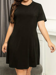 Casual Dress Women's Solid Short Sleeve Round Neck Medium Stretch Mini