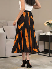 Print Pleated Skirts Random Printing High Waist Women's Clothing