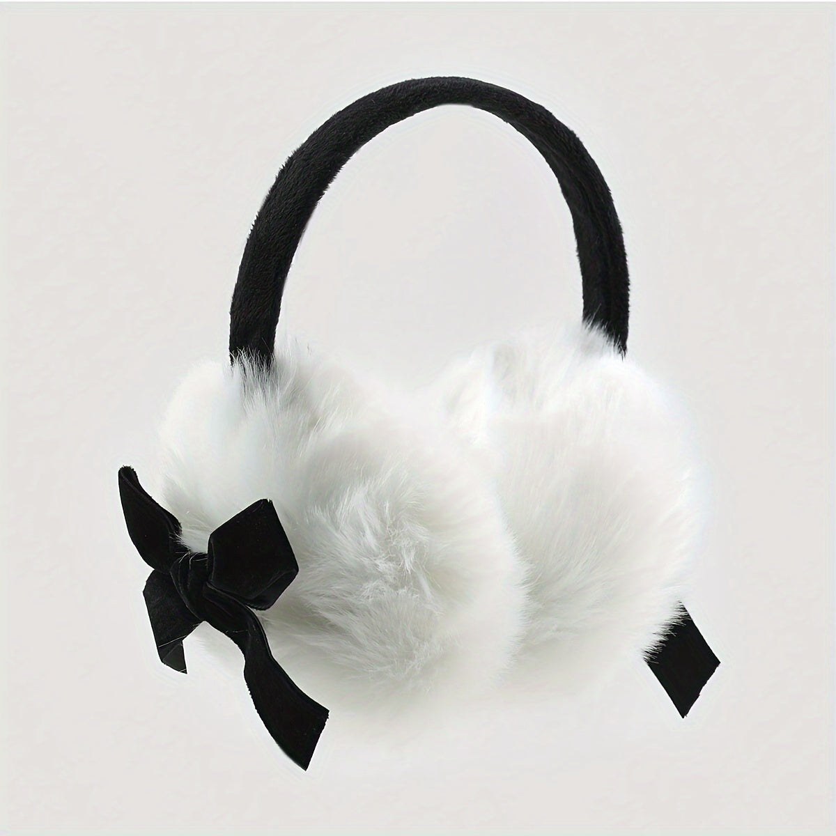 Festive Bow Earmuffs Soft Faux Fur Hand Wash Perfect Fit Suede