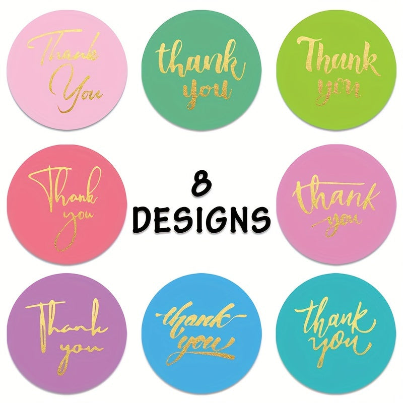 500 Golden Thank You Labels 2.54 cm Round Adhesive Stickers Roll