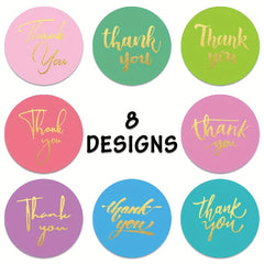 500 Golden Thank You Labels 2.54 cm Round Adhesive Stickers Roll