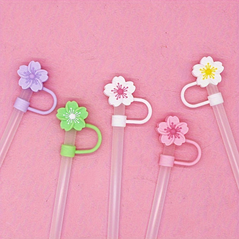 Silicone Straw Tip Covers 5pcs - Reusable Leakproof Straw Plugs