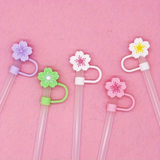 Silicone Straw Tip Covers 5pcs - Reusable Leakproof Straw Plugs