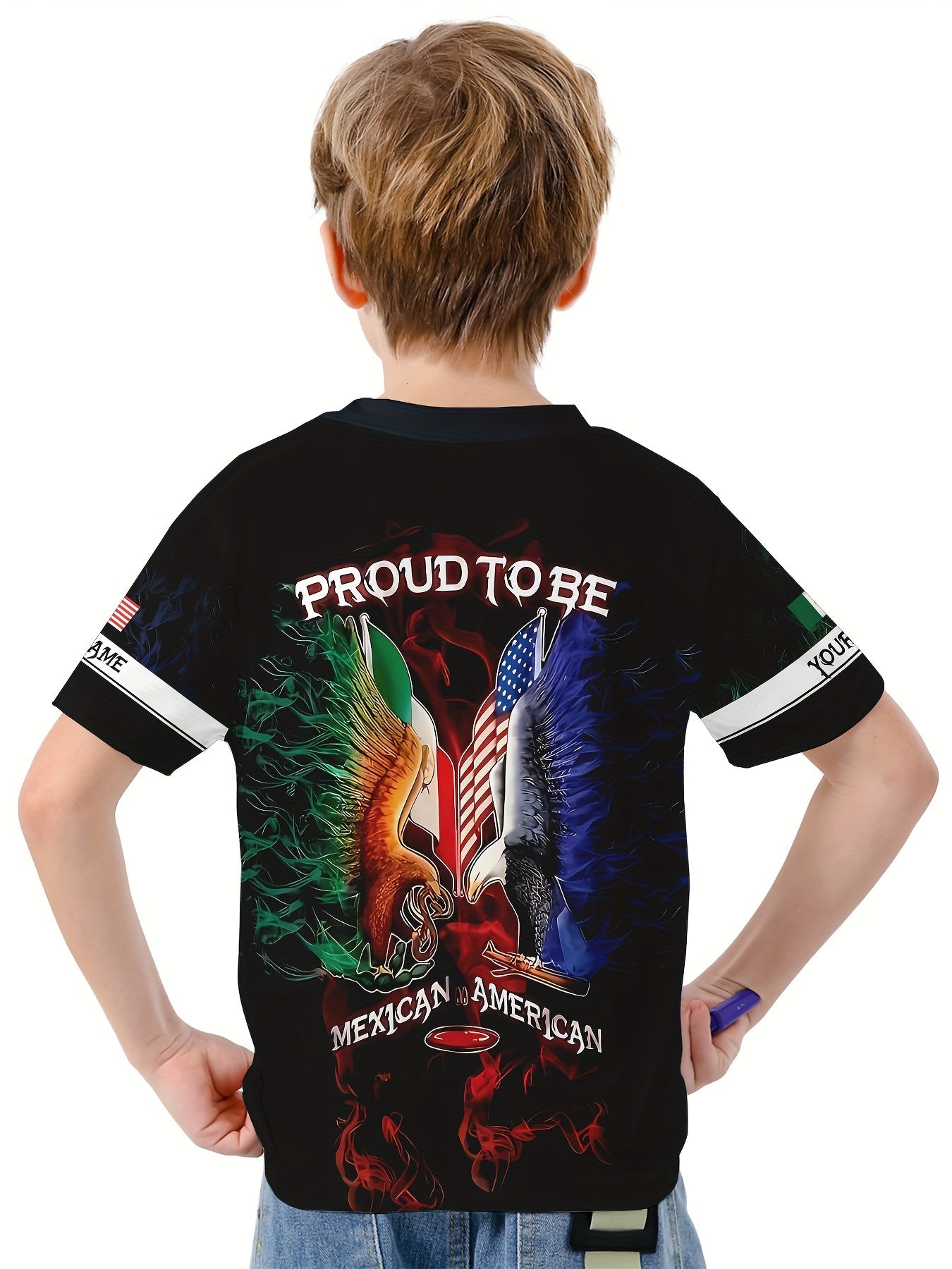 MEXICAN AMERICAN Boy's Casual Tees Short Sleeve Crew Neck T shirt