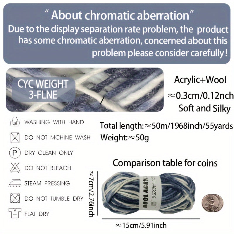 Rainbow Gradient Wool Yarn for DIY Scarf