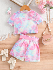 Girls Unicorn Graphic T-Shirt & Shorts Set for Summer