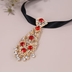 Men's Metal Inlaid Tie Corsage with Artificial Diamond