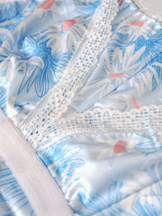 Boho Underwear Set Women's Plus Daisy Print Lace Trim Bra & S