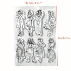 Arbuya Women Mother Vintage Dress Silicone Rubber Stamp for Scrapbooking DIY