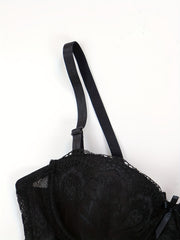 Lace Push Up Bra with Bow Tie - Women's Lingerie