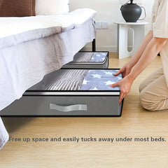 Under Bed Storage Box for Bedding Pillow Toys - Dustproof with Handles