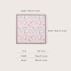 Purple Flower Print Bandana Silk Square Scarf Head Wrap