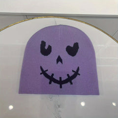Funny Expression Windproof Knit Beanie Hat With Pirate Skull Print