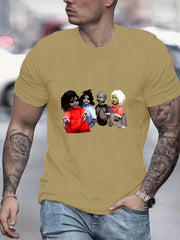Creepy Doll Print Men's Graphic Active T shirt