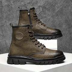 EXSHERO Men's Vintage Round Toe Casual Ankle Boots