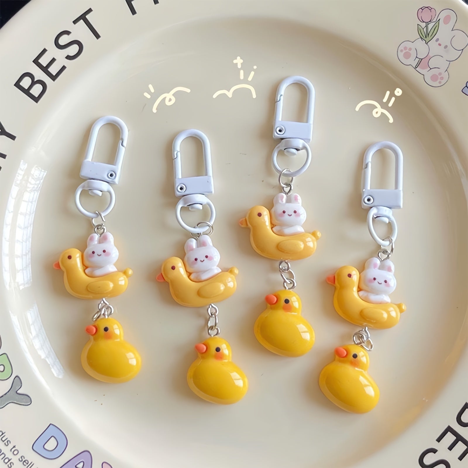 Duck Boat Rabbit Keychain Backpack Bag Purse Hanging Pendant Keyring