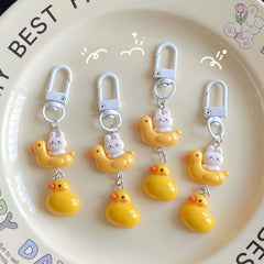 Duck Boat Rabbit Keychain Backpack Bag Purse Hanging Pendant Keyring