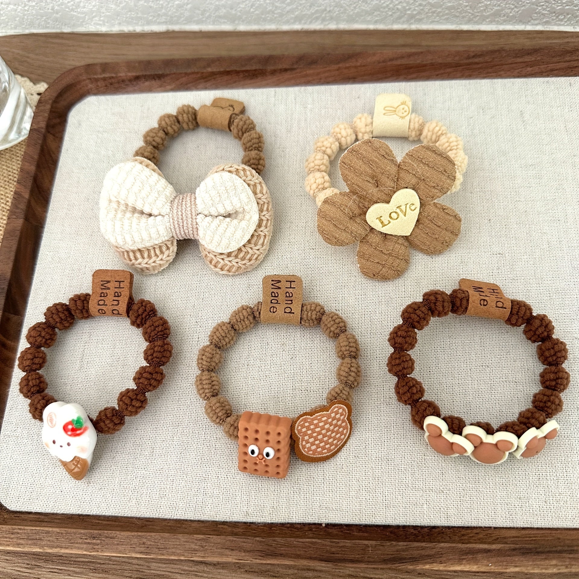 5pcs Kids Bow Hair Ties Cartoon Hair Rope