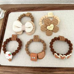 5pcs Kids Bow Hair Ties Cartoon Hair Rope