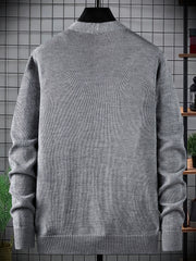 Men's Crew Neck Knit Cardigan Long Sleeve Sweater