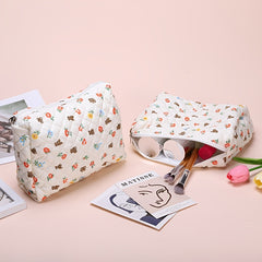Bear Flower Makeup Bag Travel Toiletry Organizer