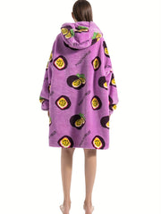 Avocado Pattern Sherpa Fleece Hooded Blanket Women's Nightgown