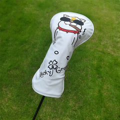 Cartoon Dog & Shamrock Golf Club Cover Fisherman Head Cover