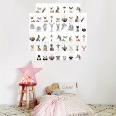 50pcs Cartoon Animal Postcard Set for Kids' Rooms, Collage Art, Wall Decor