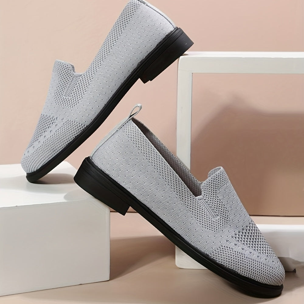 Women's Knitted Flat Shoes Soft Sole Slip On Shoes Comfy Outdoor Flats