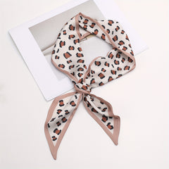 Leopard Print Pink Skinny Scarf Long Hair Ribbon Neckerchief