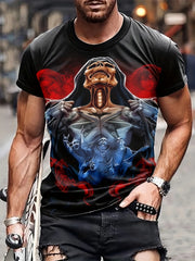 Skull 3D Pattern Print Men's Short Sleeve T-shirt Graphic Tee